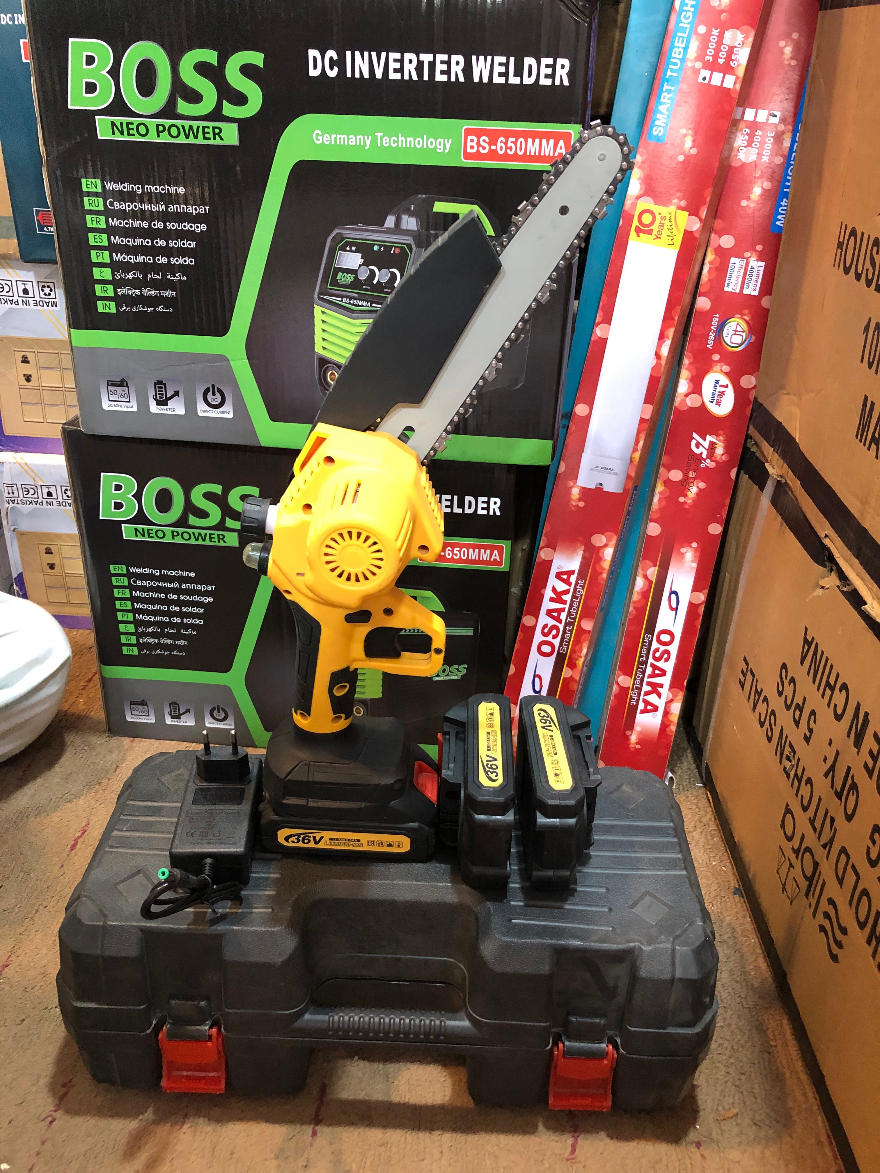 Rechargeable Cordless Mini Electric Chainsaw 36V with Dual Battery & Carry Case