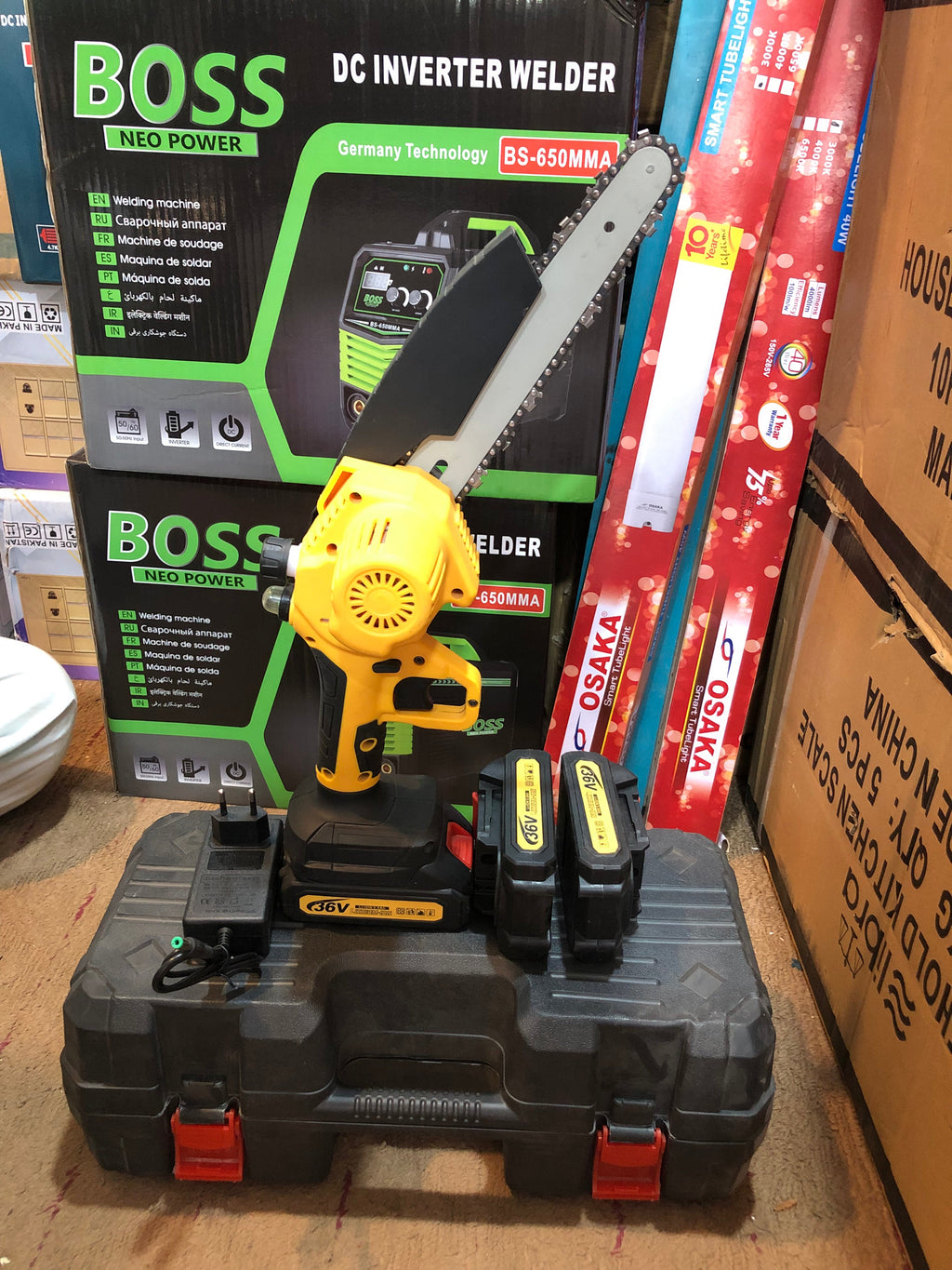 Rechargeable Cordless Mini Electric Chainsaw 36V with Dual Battery & Carry Case