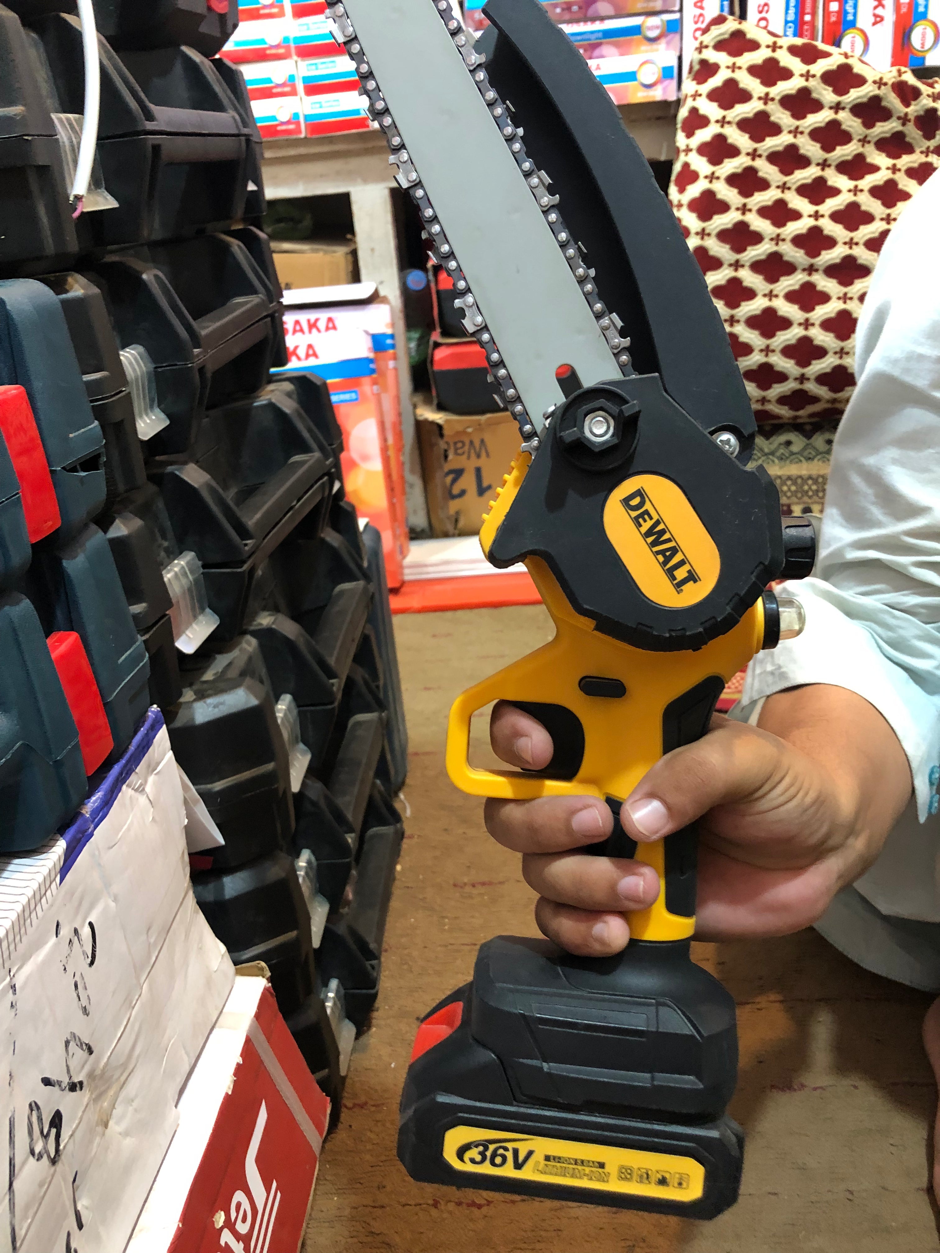 Rechargeable Cordless Mini Electric Chainsaw 36V with Dual Battery & Carry Case